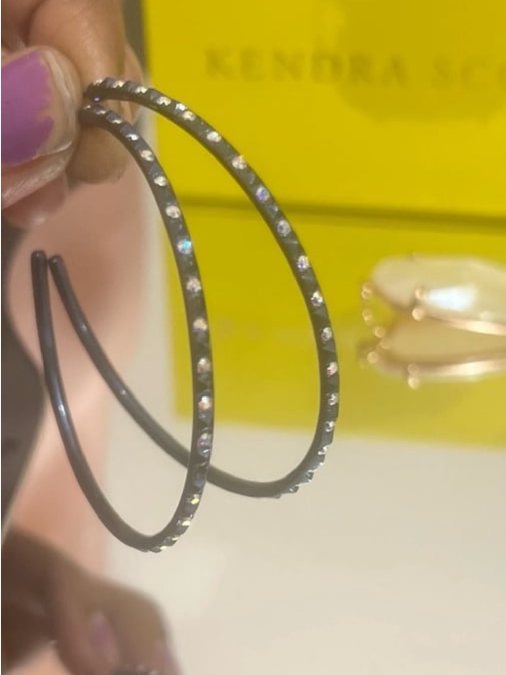 Kendra Scott navy blue metallic dark blue Val hoops new #767
